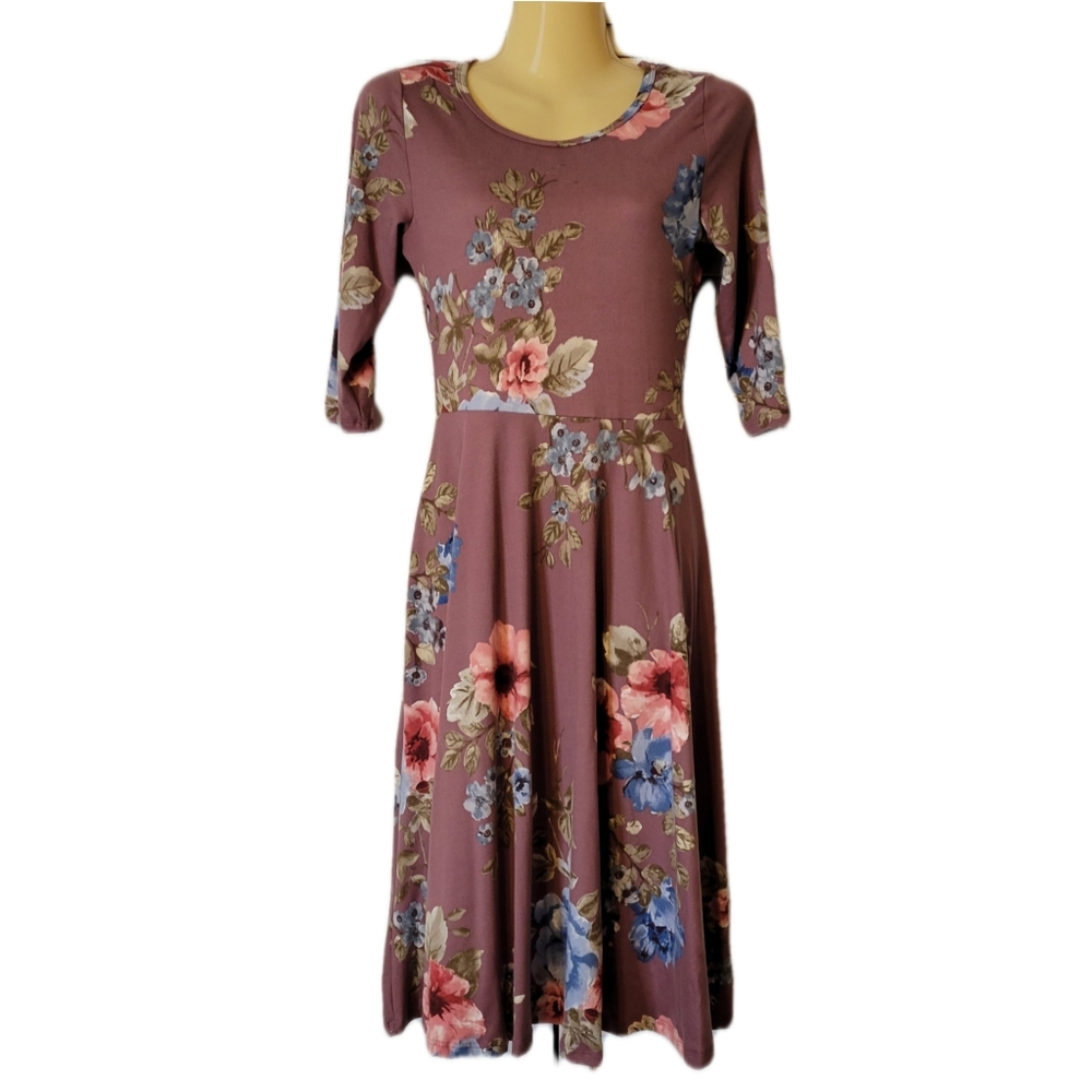 DUSTY LILAC FLORAL A-LINE DRESS - Picture 5 of 7